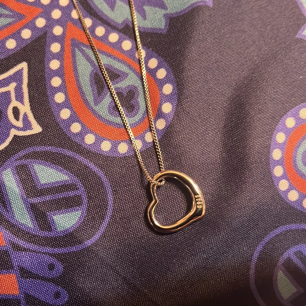 Open Heart Sterling Silver Chain Necklace - Picture 8 of 10